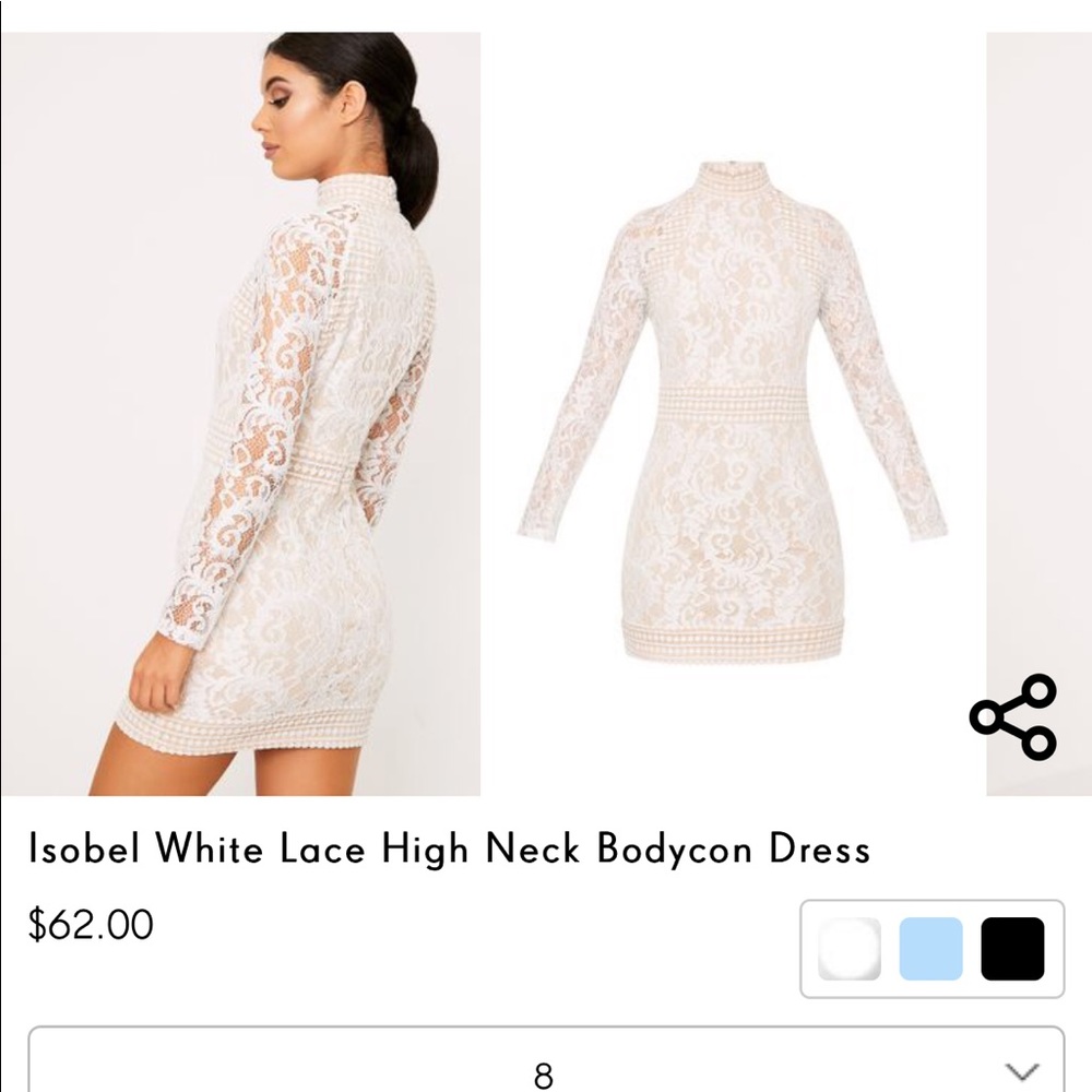 Isobel White Lace High Neck Bodycon Dress